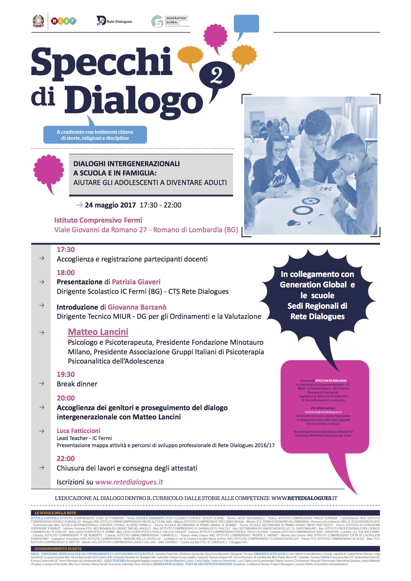 Seminario “Dialoghi intergenerazionali a scuola e in famiglia: aiutare gli adolescenti a diventare adulti”